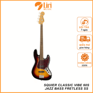 Đàn Guitar Bass Squier Classic Vibe 60s Jazz Bass Fretless SS, Laurel Fingerboard, 3-Color Sunburst - 4 Strings